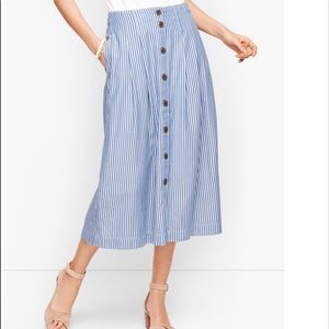 Talbots STRIPE BUTTON FRONT PLEATED SKIRT size 12